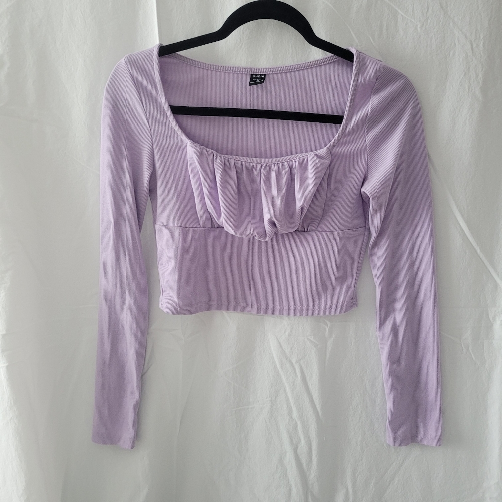 Purple ribbed crop top